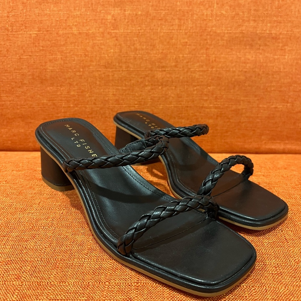 Marc Fisher LTD Black Braided Heeled Sandals New